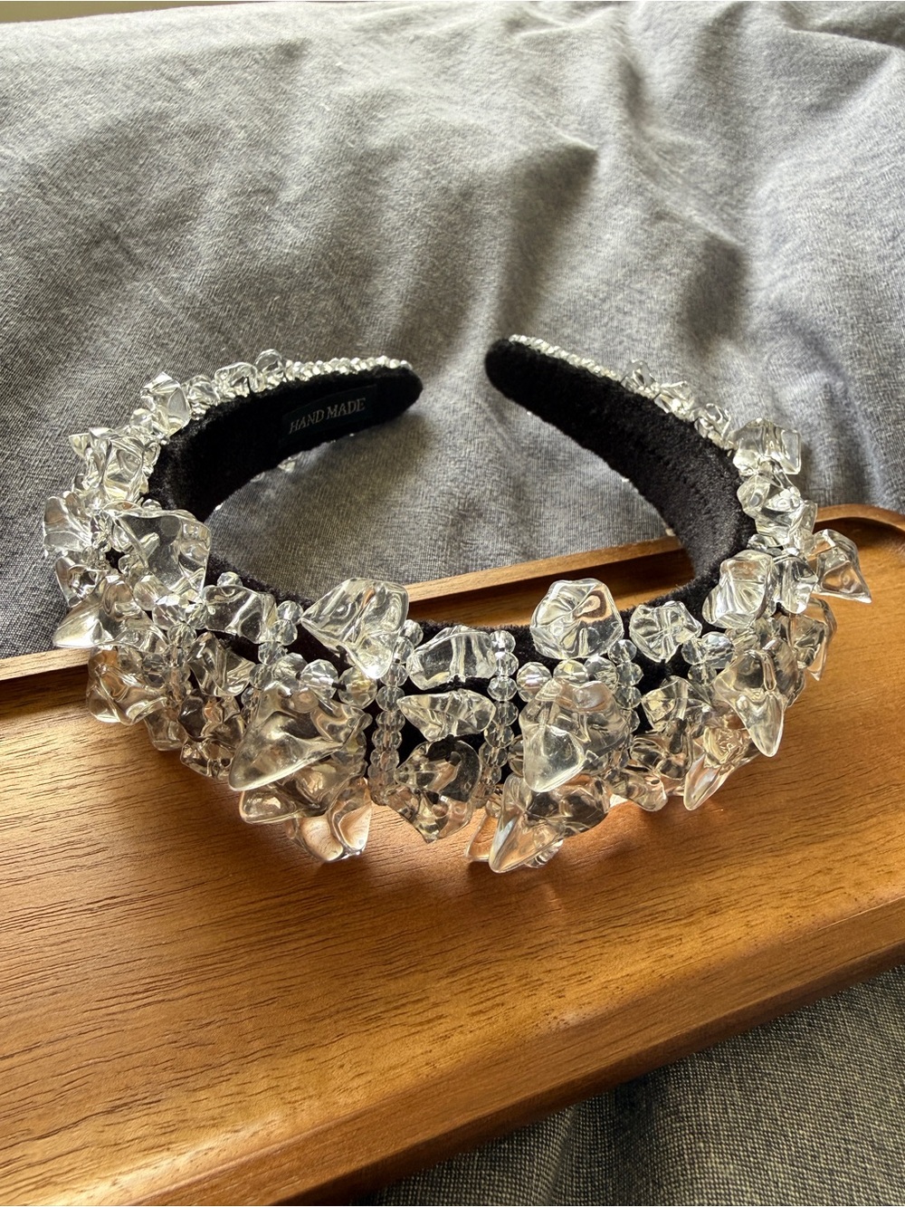Handmade Crystal  Style Embellished Black Headband